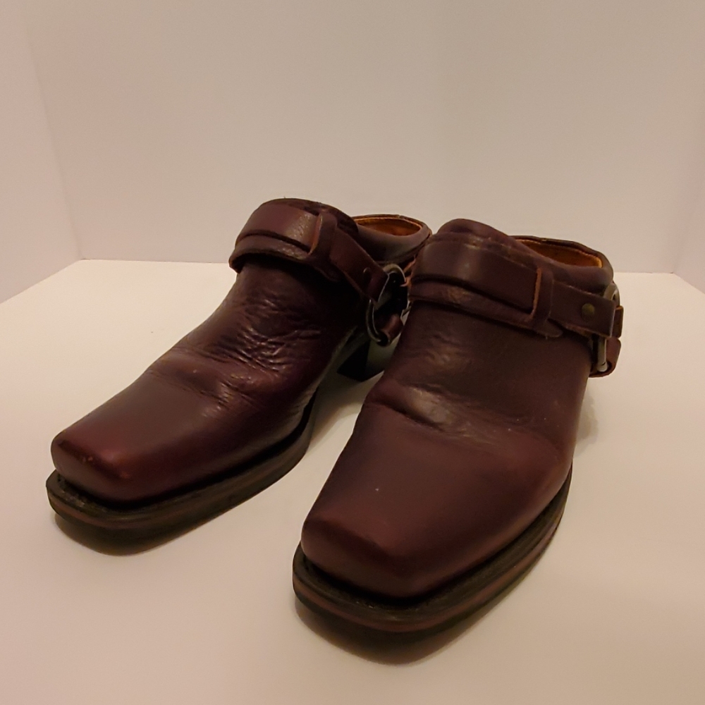 Frye harness clogs / mules